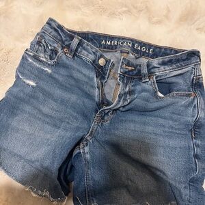 American Eagle Outfitters Women's Distressed Blue Denim Shorts